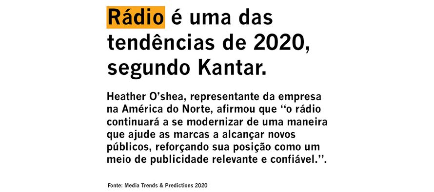 Rádio é uma das tendências de 2020, segundo a Kantar