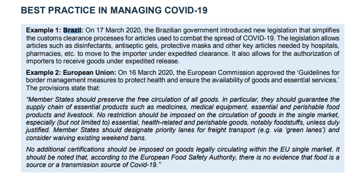 Imagem: Trade and COVID-19 Guidance Note – Managing Risk and Facilitating Trade in the COVID-19 Pandemic