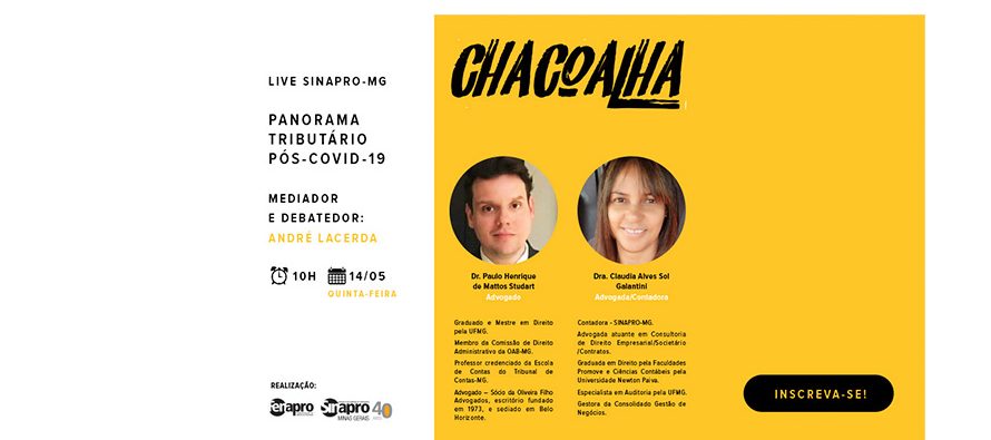 Dia 14/05, às 10h. Live SINAPRO-MG – Panorama Tributário Pós-COVID-19. Participe!