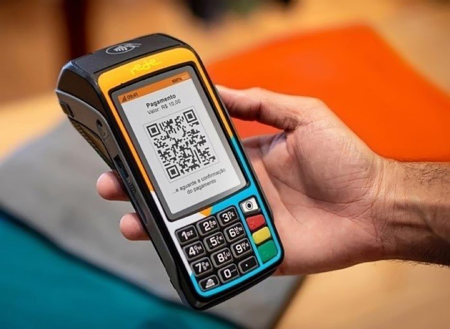 QR Code em maquininha da Rede (imagem: Itaú)