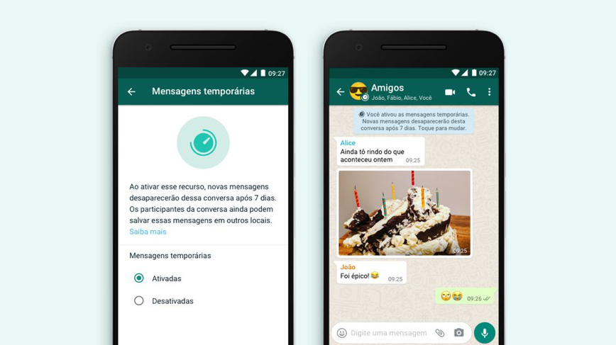 imagem WHATSAPP LANCA MENSAGENS TEMPORARIAS QUE DESAPARECEM EM 7 DIAS